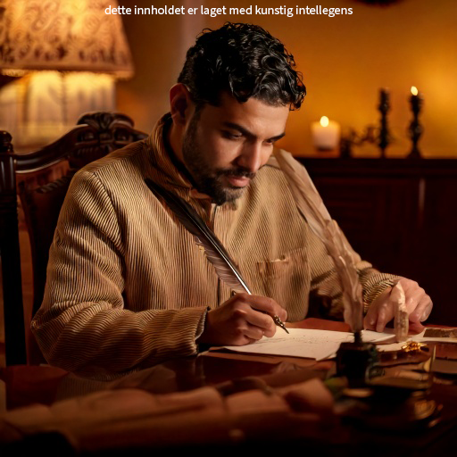 Mann som skriver med en fjærpenn på et brev